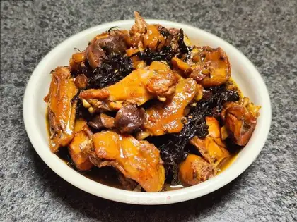 A chicken with herbs