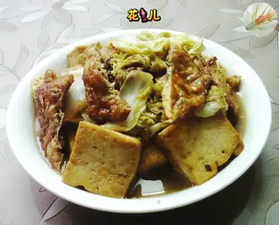 Tofu with fried eggs and dolls