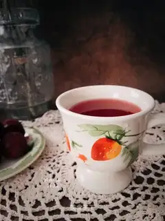 Ice cream and plum juice
