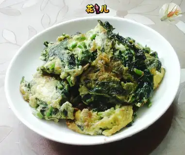 Red potato leaf fried eggs