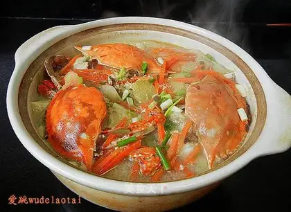 Crab, carrot and tofu soup