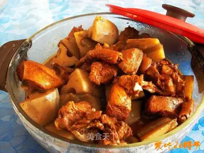 Roasted fresh lotus root with chicken nuggets