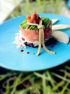 Grapefruit spicy cabbage salmon tower