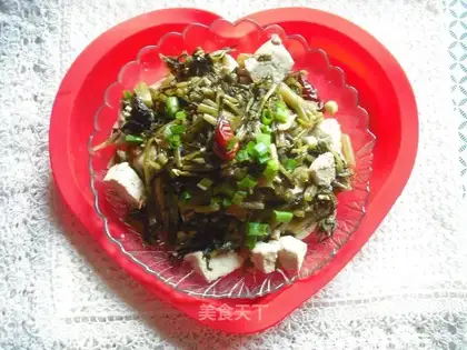 Stewed tofu with potherb mustard