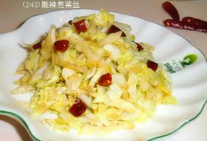 Sour and spicy cabbage shredded