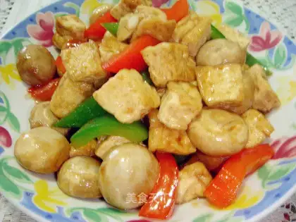 Braised mushrooms with tofu