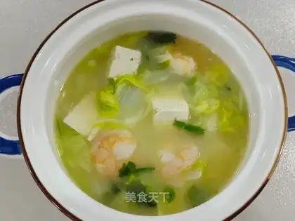 Shrimp cabbage tofu soup