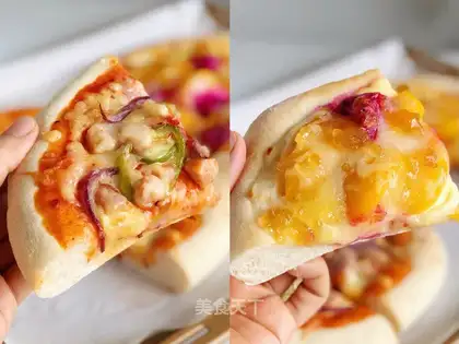 Two homemade deep pizzas