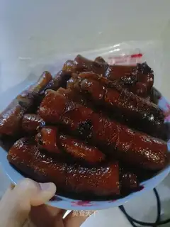 Red burning pig skin