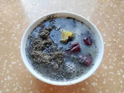 Black sesame date apple porridge