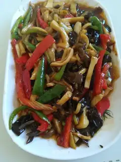 Fish chicken leg mushrooms