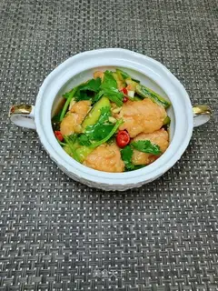 The cucumber with shrimp