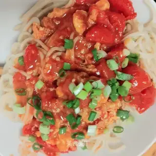 Tomato eggnog noodles