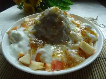 Apple yogurt taro paste tower