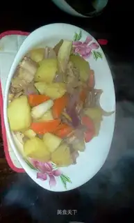 Pork boiled potatoes and carrots