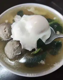 Burgered egg beefball soup