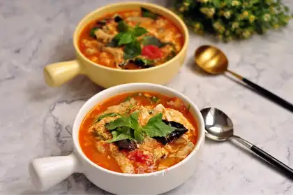 Mustard eggplant soup
