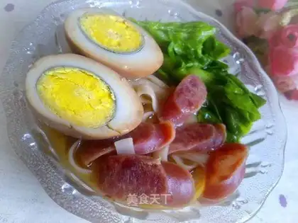 Salami and egg noodles