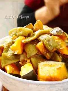 Stewed lentils with Japanese melon