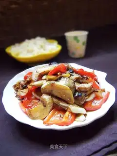 stir-fried white eggplant with red pepper