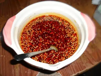 Oil poured chili