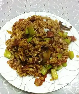 Fried rice with bacon and mushroom