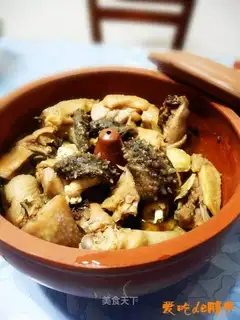 Sea cucumber steamed chicken