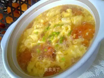Shredded pork, tomato and egg soup