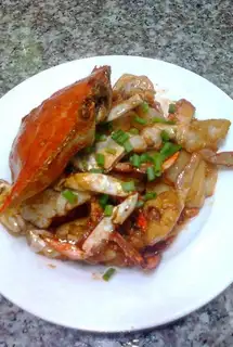 Fried rice cake with swimming crab