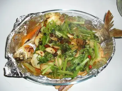 Grilled bream with celery