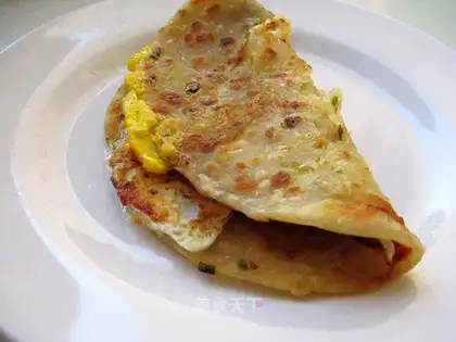 Fried eggs and scallion pancakes