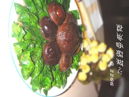 Mushroom and cabbage heart in oyster sauce