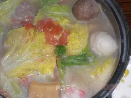 Colorful fish ball soup