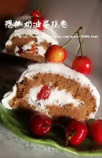 Cherry cream cake roll