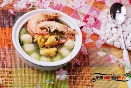 Seafood soup with pineapple sauce