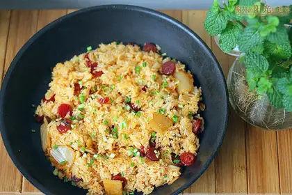 Korean kimchi sausage fried rice