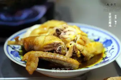 Carved chicken with black bean sauce