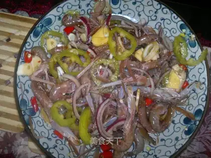 Raw pickled dog shrimp