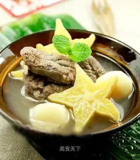 stewed beef tendon soup with peach