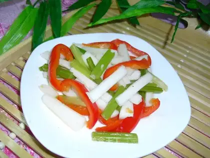 Celery and yam strips