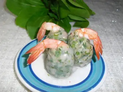 Shepherd's purse shrimp balls