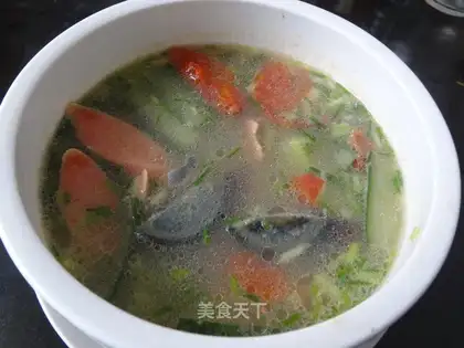 Preserved egg and cucumber soup