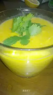 Chicken, corn, pumpkin soup