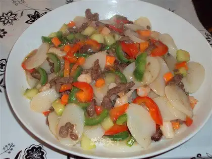 stir-fried rice cake with minced pork