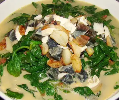 Serve the spinach in soup