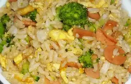 Broccoli egg sausage fried rice