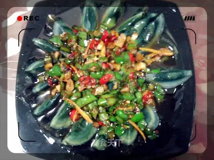 Preserved egg with green pepper