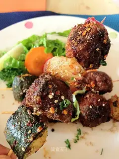 Barbecue meatball kebabs