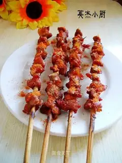 Roast pork kebabs