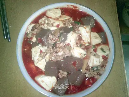 Minced pork and blood tofu